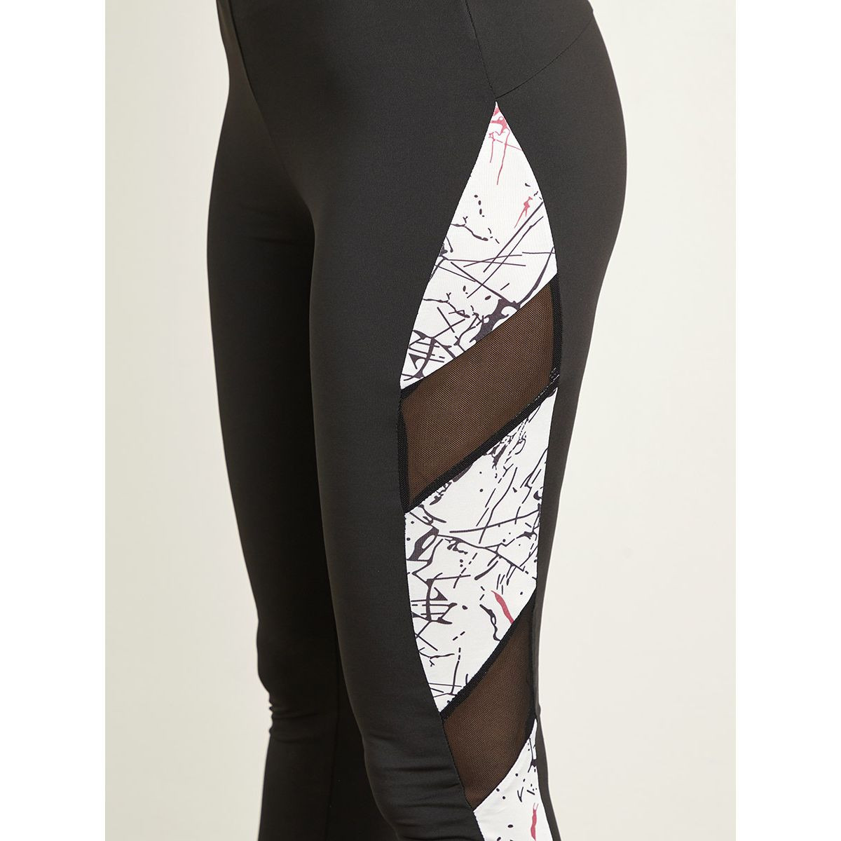 Styli Mesh Insert Color Block Panel Leggings-women-clothing-bottoms-leggings-image-5