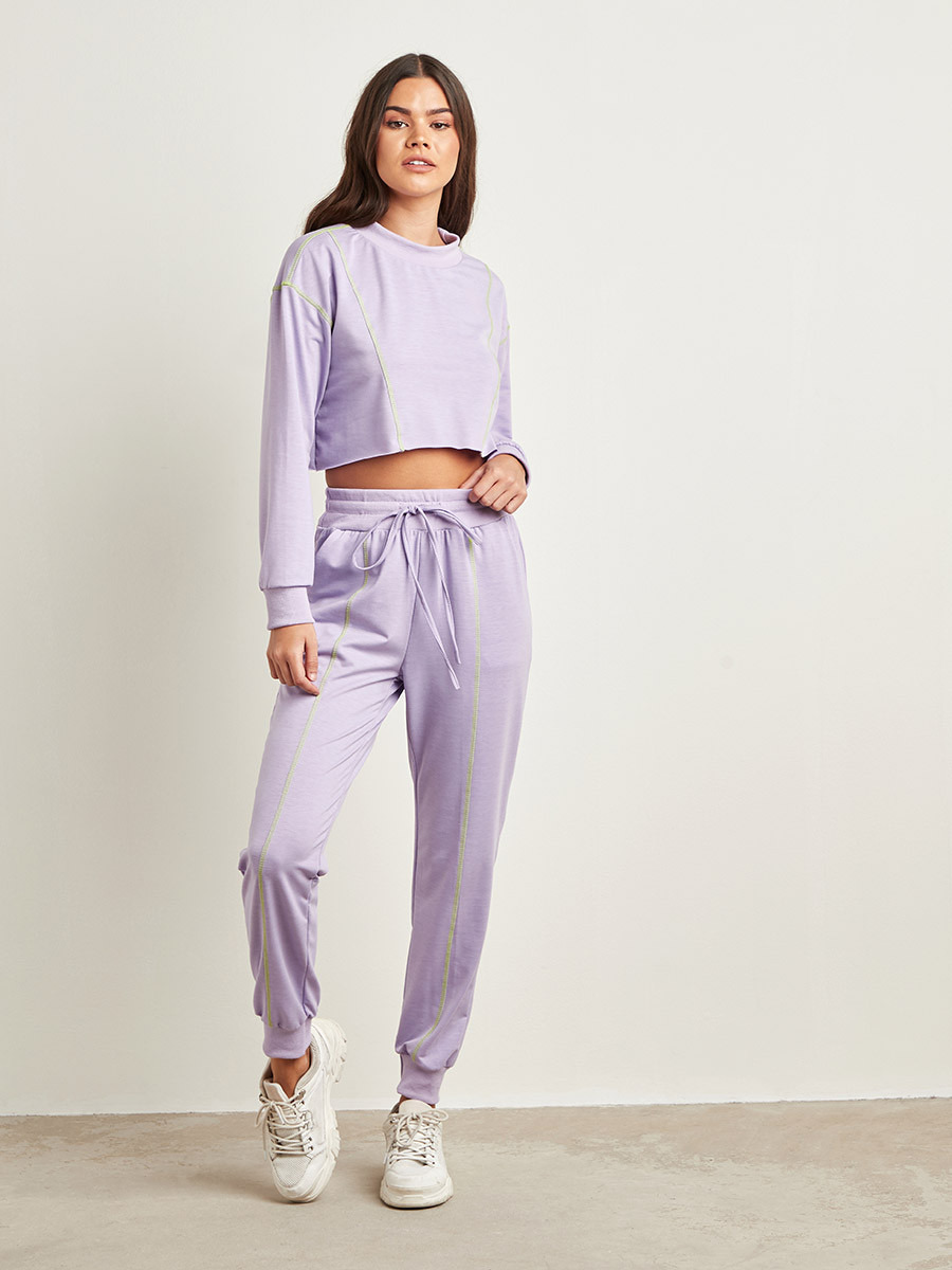 Styli Neon Stitch Sweatshirt and Jogger Lounge Set-women-clothing-nightwear-pyjamas-bottoms-image-2
