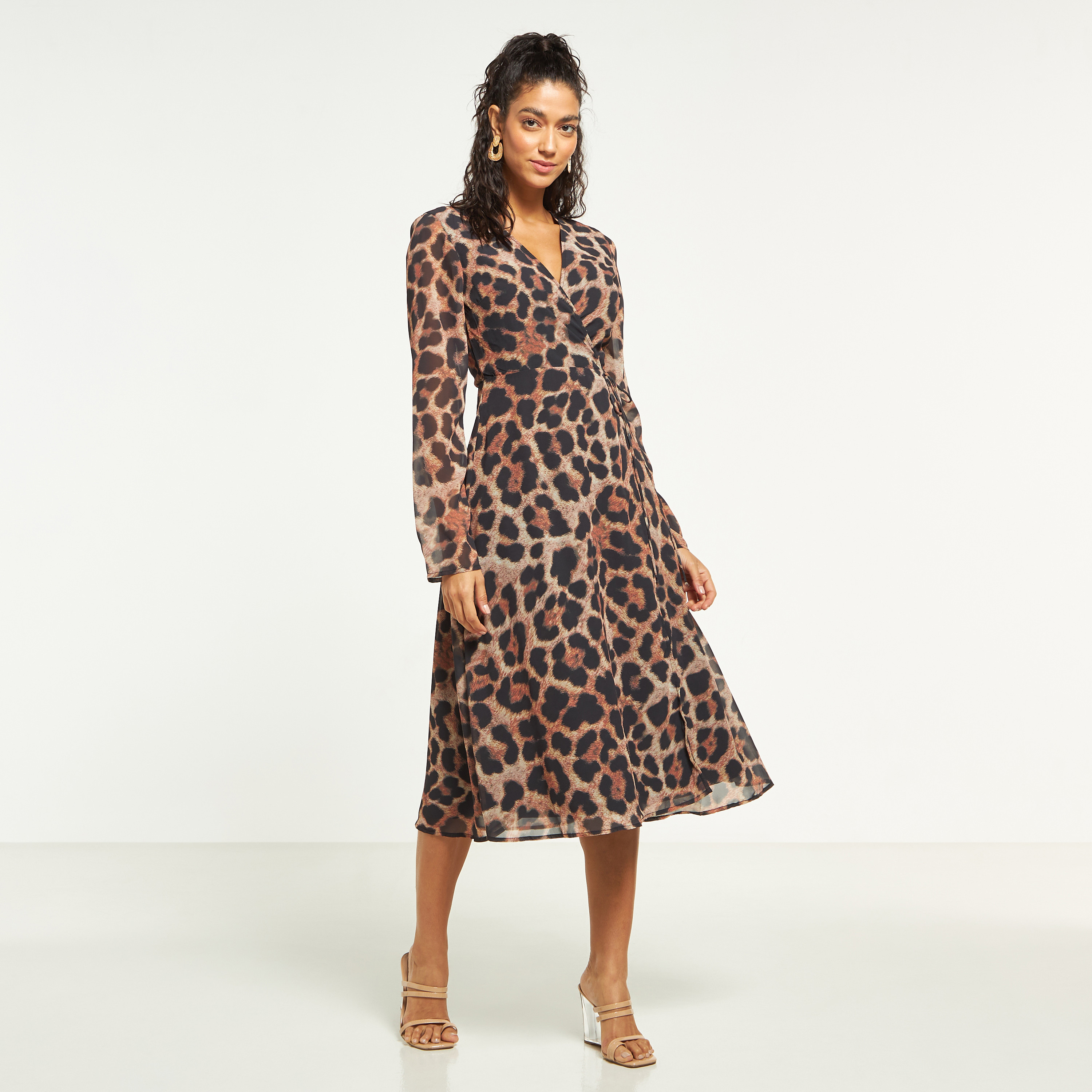 Animal print a line on sale dress