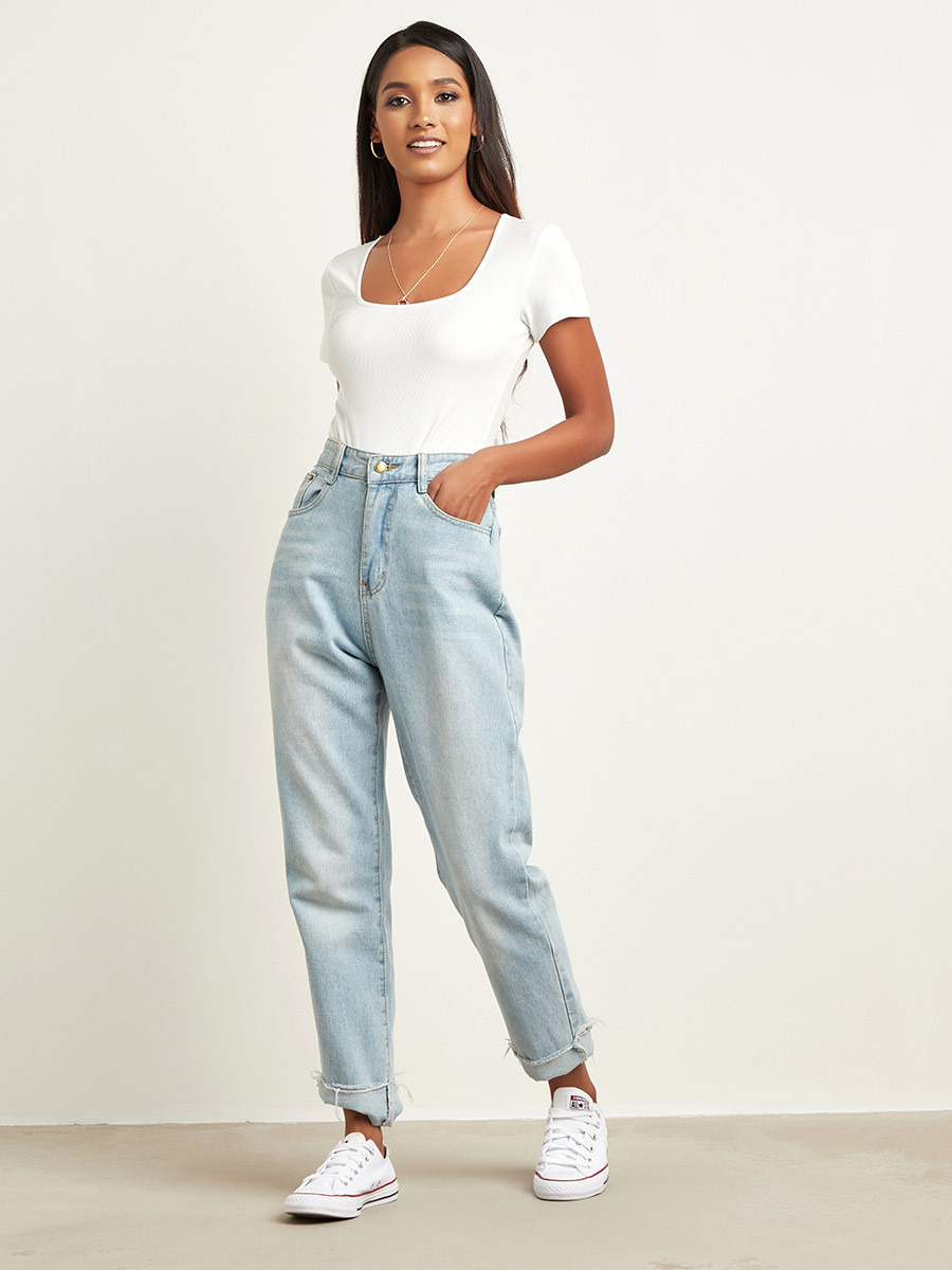 Styli Ribbed Square Neck Bodysuit-women-clothing-tshirts-image-3