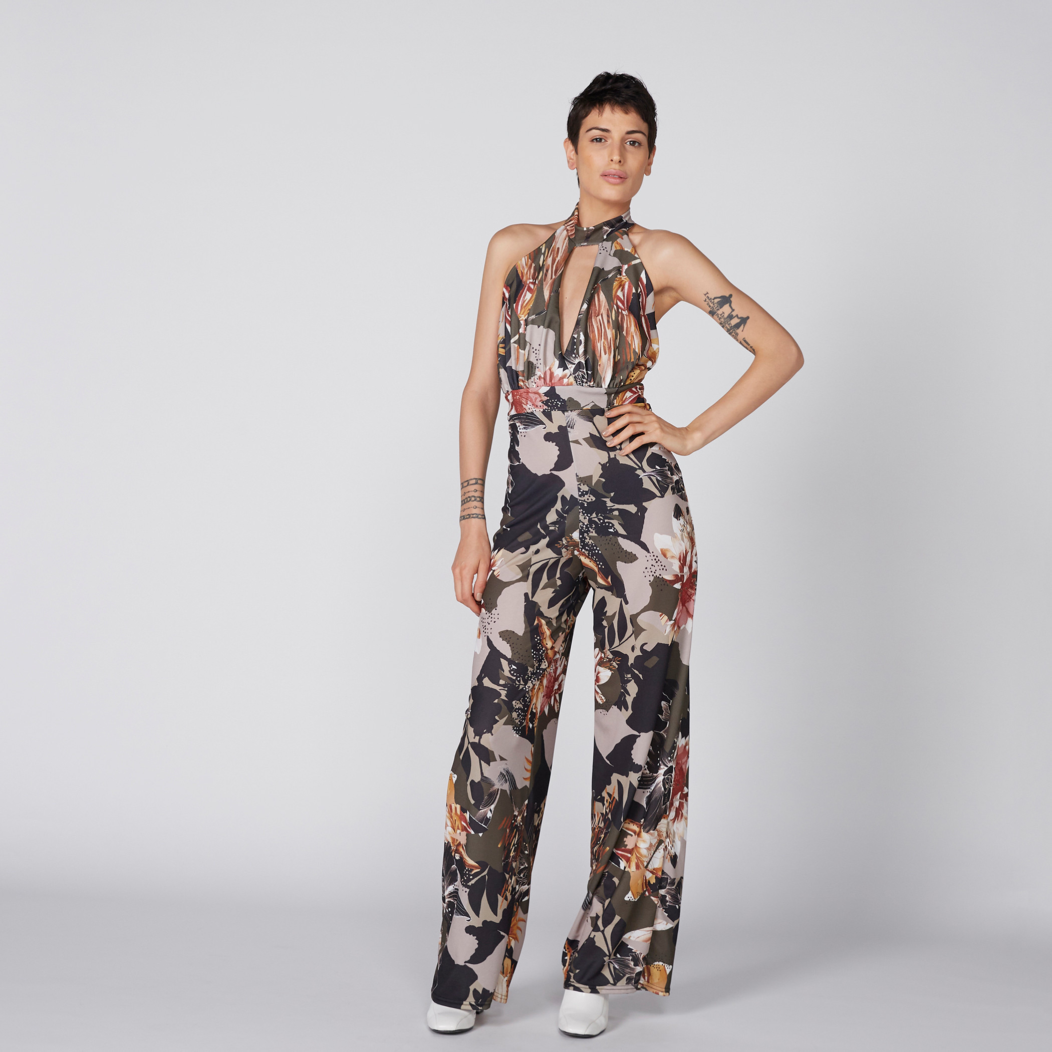 Halter neck floral jumpsuit online