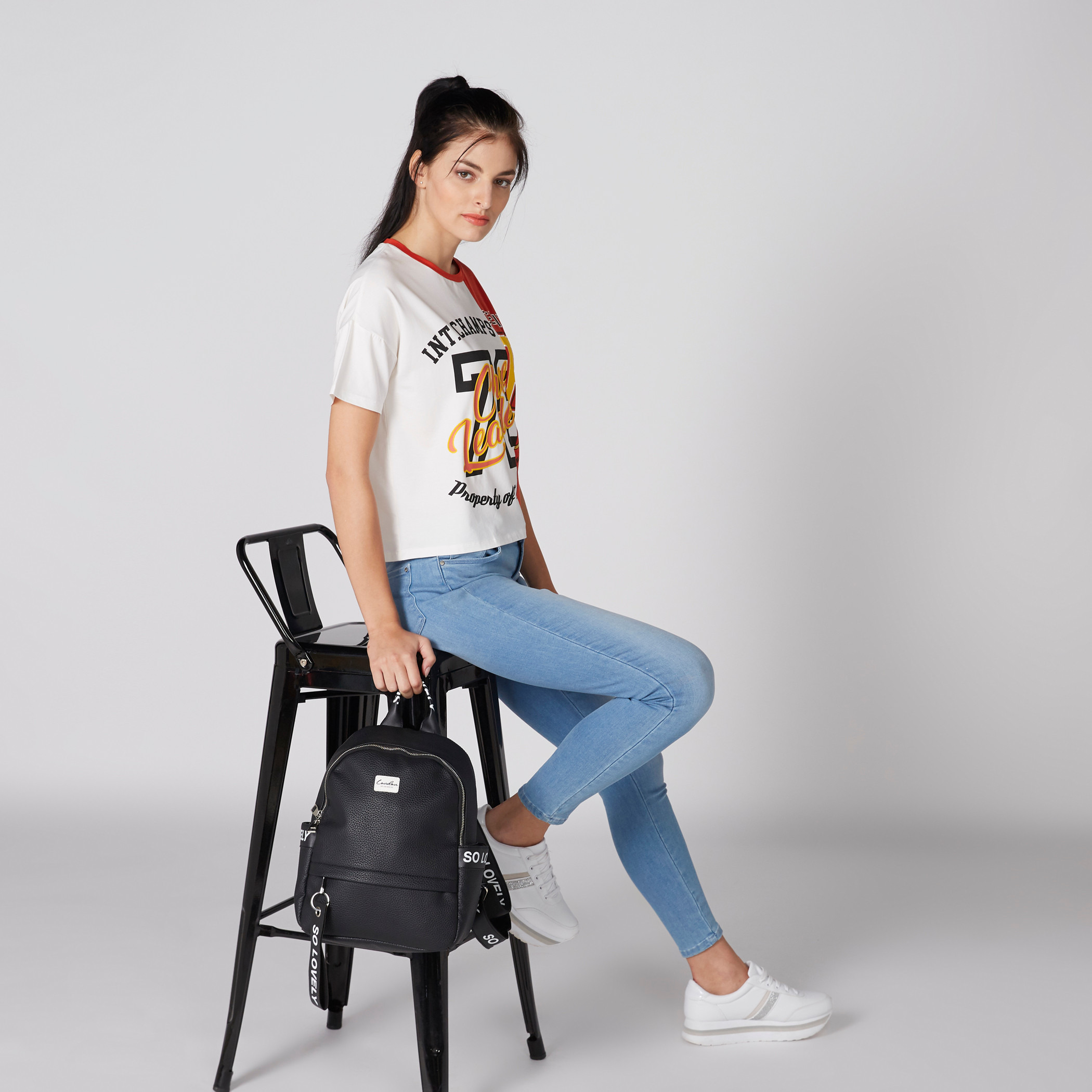 Printed Oversized T-Shirt with Round Neck-women-clothing-tshirts-image-3