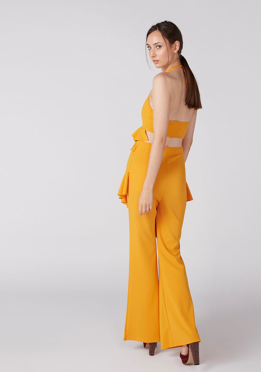 Full Length Jumpsuit with Tie Up and Ruffle Detail-Jumpsuits and Playsuits-image-2