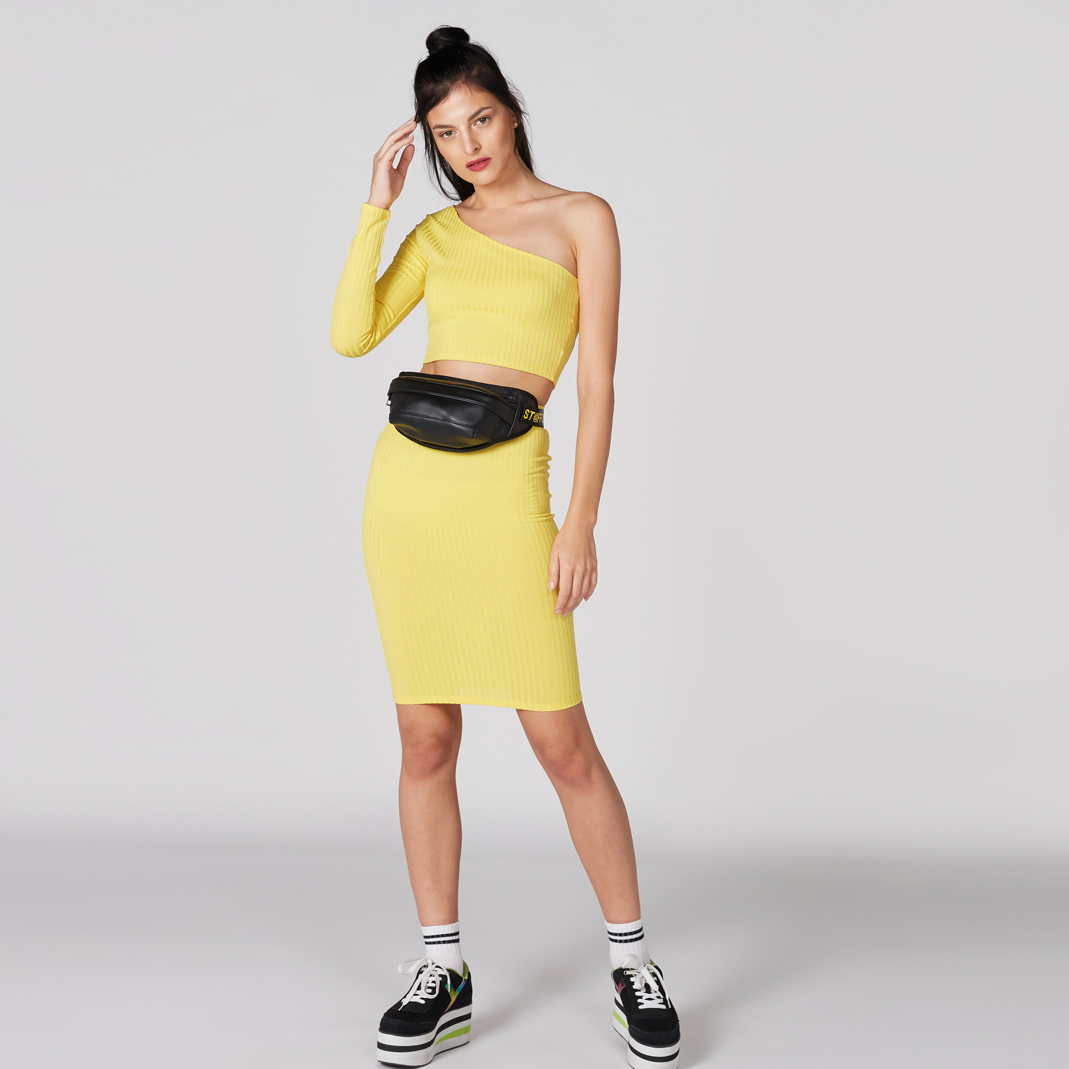 Ribbed One Shoulder Crop Top with One Long Sleeve-women-clothing-shirtsandblouses-blouses-image-1