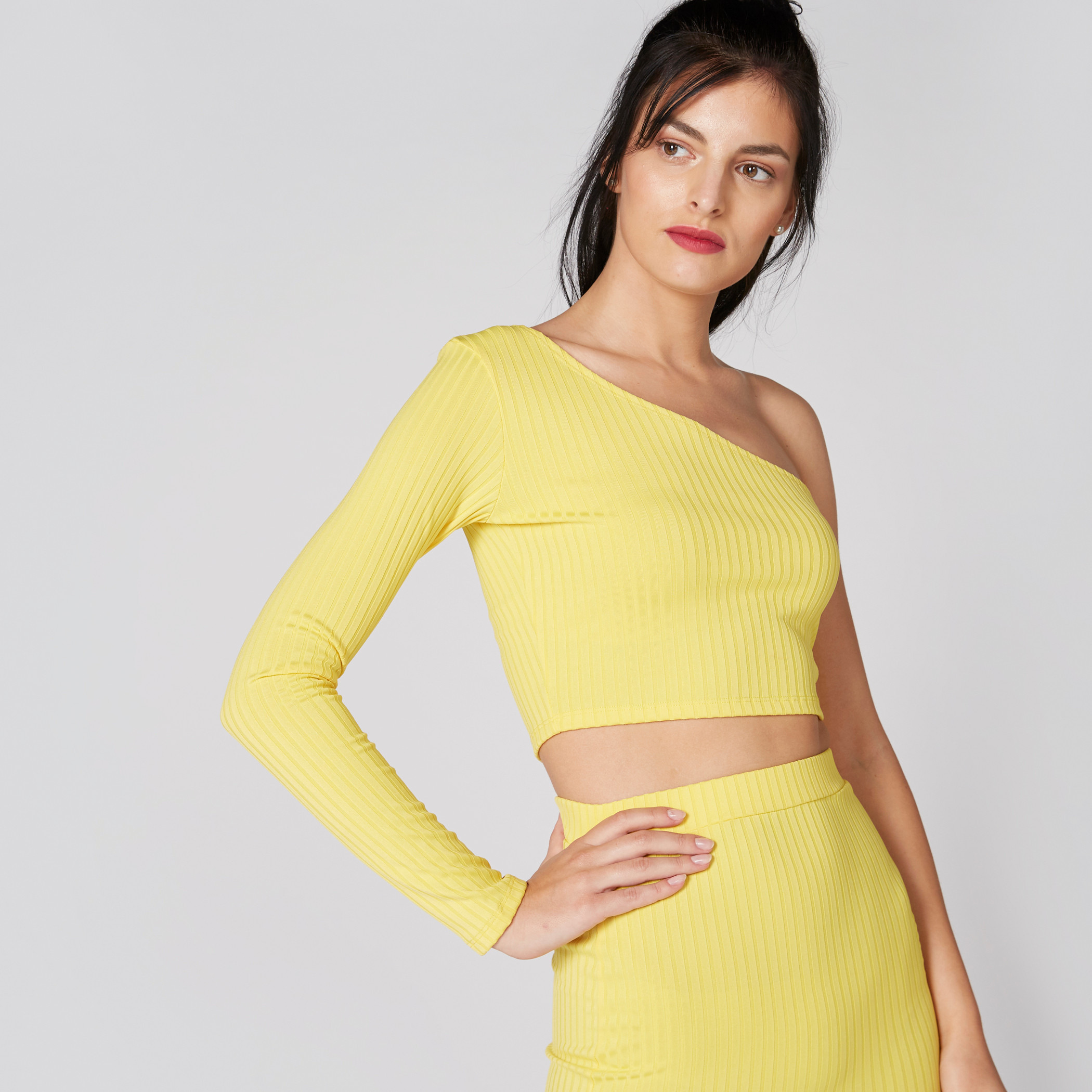 Ribbed One Shoulder Crop Top with One Long Sleeve-women-clothing-shirtsandblouses-blouses-image-3