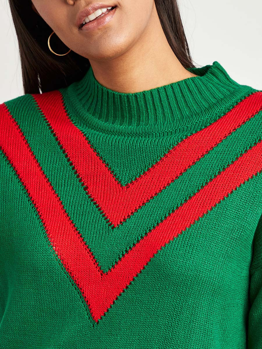 سويتر بنمط خطوط معكوسة على شكل حرف v من ستايلي-women-clothing-cardigansandjumpers-jumpers-image-4