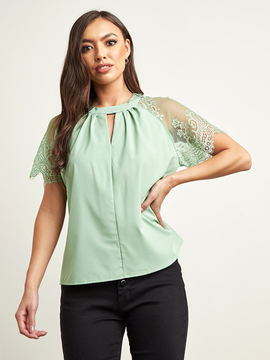 بلوزة بأكمام دانتيل من ستايلي-women-clothing-shirtsandblouses-blouses-image-1