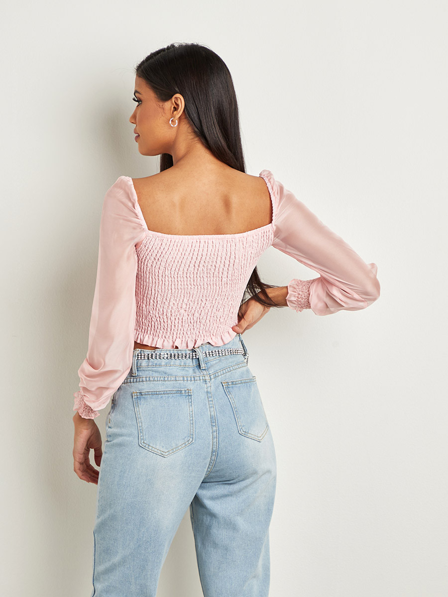 بلوزة قصيرة بأكمام واسعة من ستايلي-women-clothing-shirtsandblouses-blouses-image-4