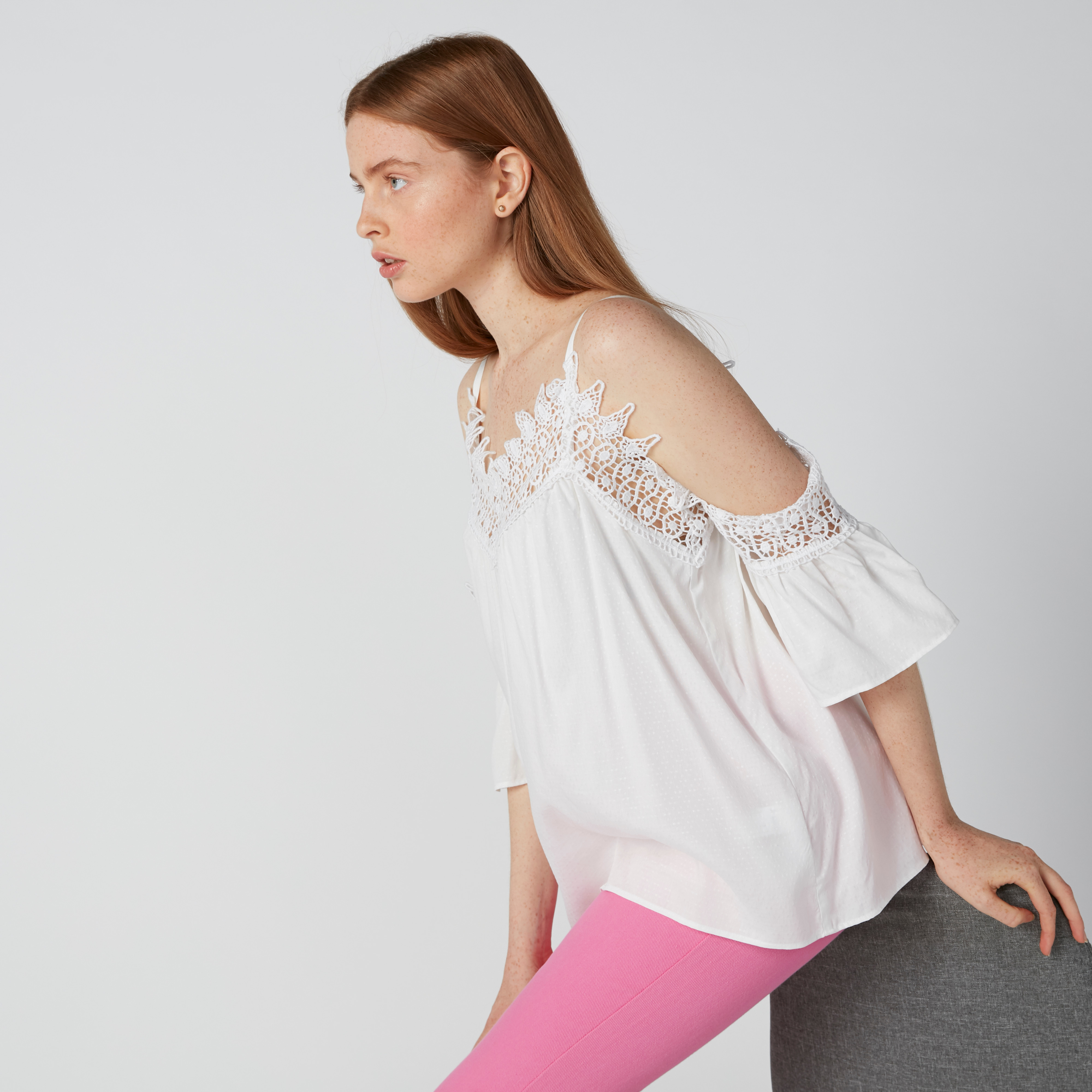 Lace Detail Top with Cold Shoulder Sleeves and V-Neck-women-clothing-shirtsandblouses-blouses-image-9