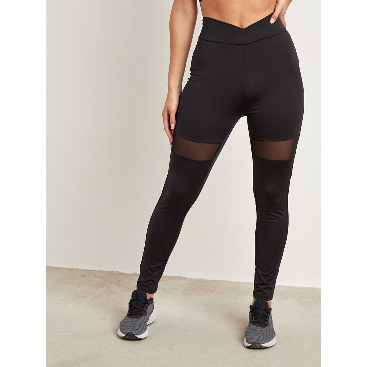 Styli Mesh Insert Panel Activewear Leggings-women-clothing-bottoms-leggings-image-1