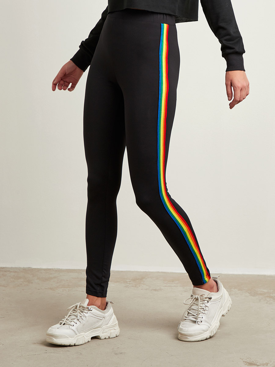 ليقنز بخطوط جانبية بألوان قوس قزح من ستايلي-women-clothing-leggings-image-2