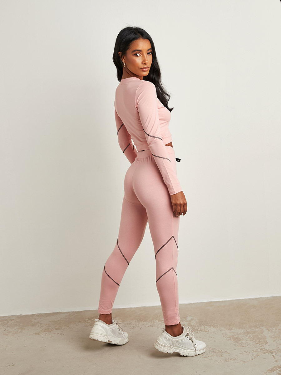 Styli Mesh Insert Round Neck T-shirt and Leggings Active Set-women-clothing-sportswearandactivewear-tshirtsandvests-image-4