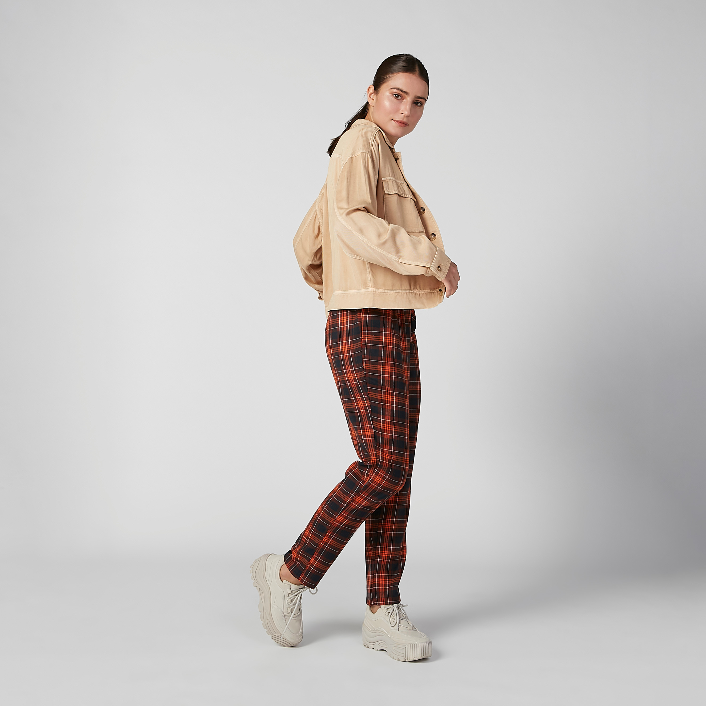 Checkered paper bag on sale pants