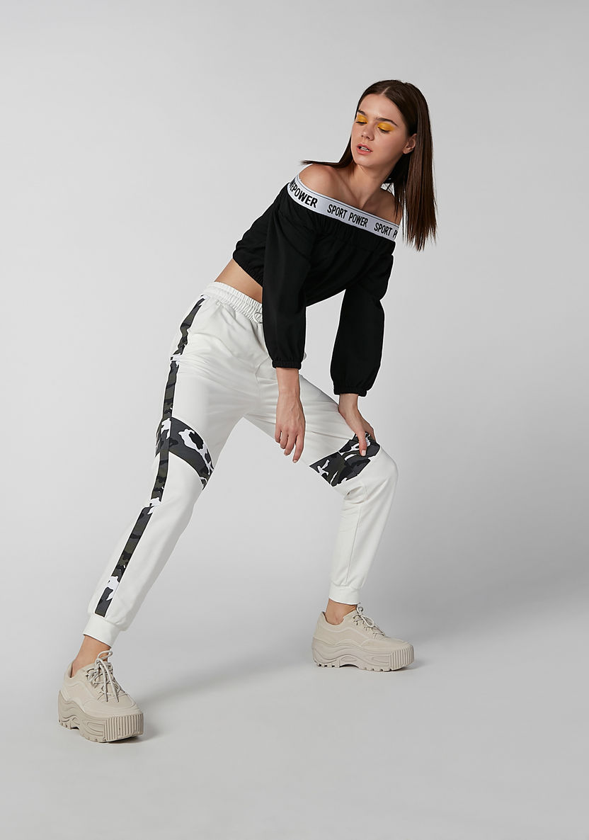Full Length Printed Jog Pants with Pocket Detail and Drawstring-Joggers-image-1
