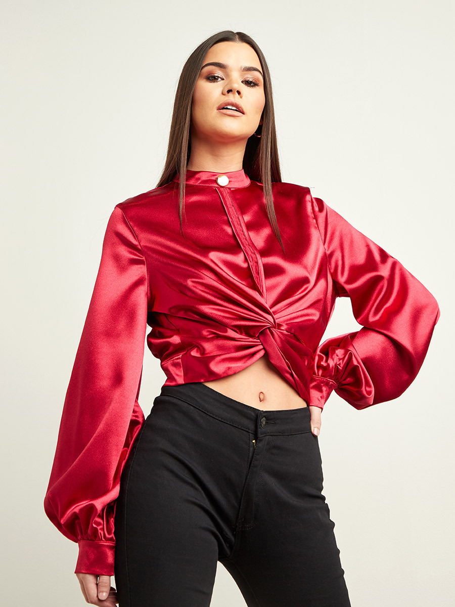 بلوزة بكسرات وأكمام طويلة من ستايلي-women-clothing-shirtsandblouses-blouses-image-1