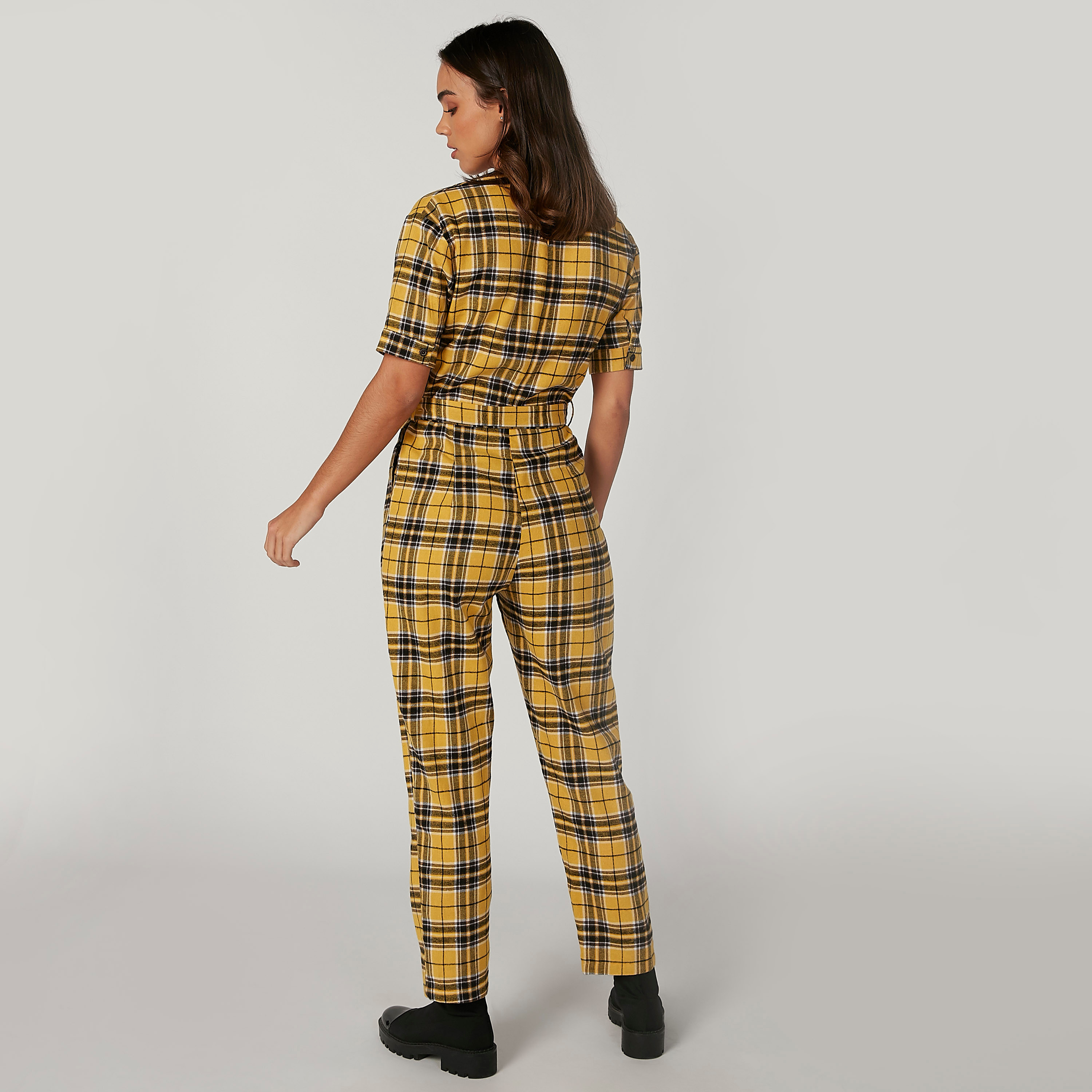 Chequered jumpsuit hot sale