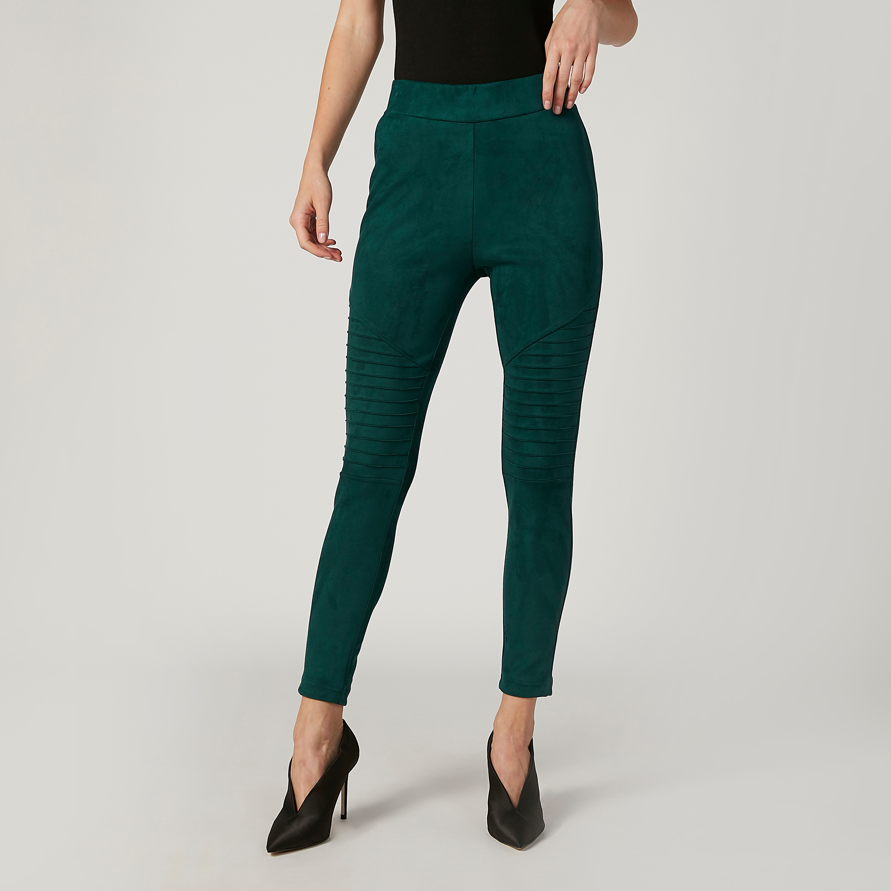 Buy Textured Mid Waist Treggings with Elasticised Waistband Splash Kuwait