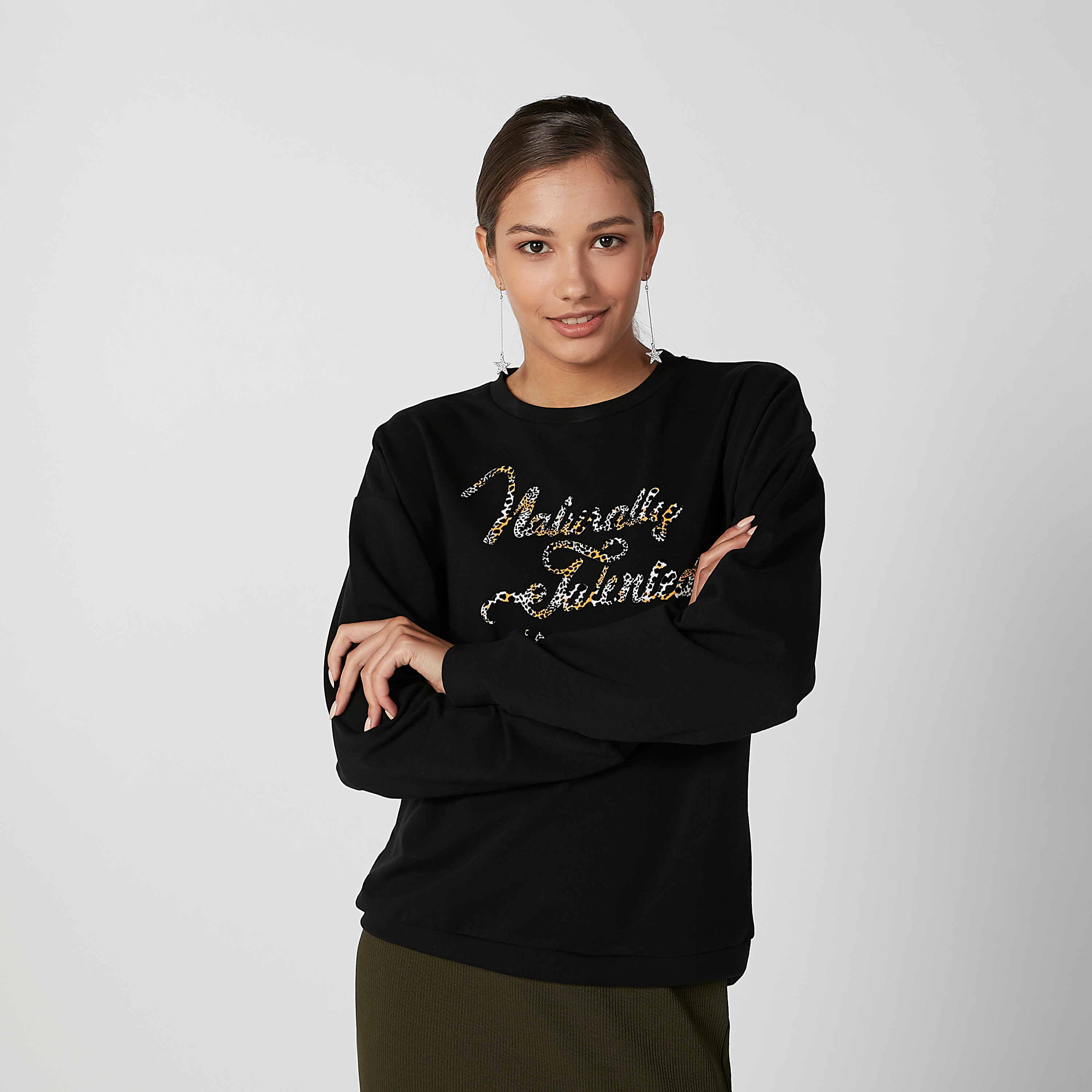 Printed Sweatshirt with Round Neck and Long Sleeves-women-clothing-hoodiesandsweatshirts-sweatshirts-image-1