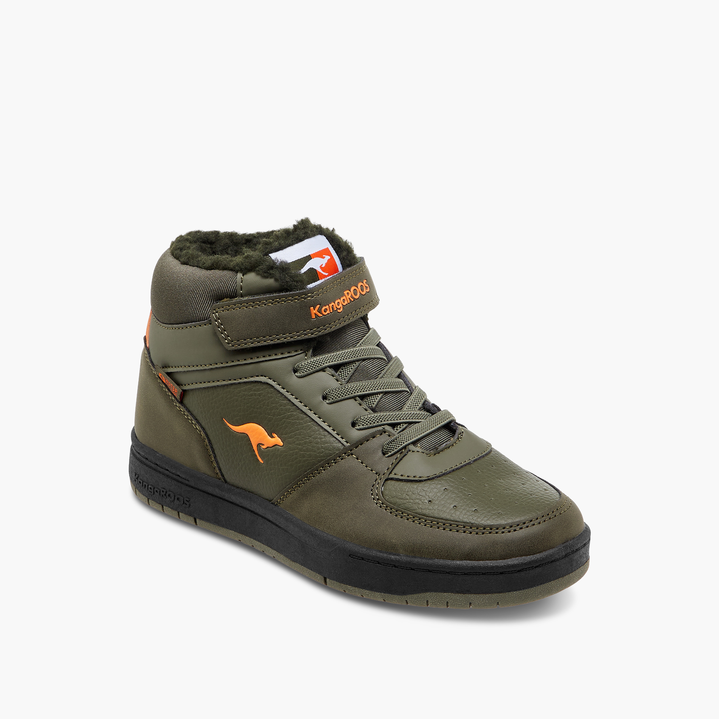 KangaROOS Boys' Panelled High Top Sneakers with Hook and Loop Closure-boys-shoes-sneakers-image-2
