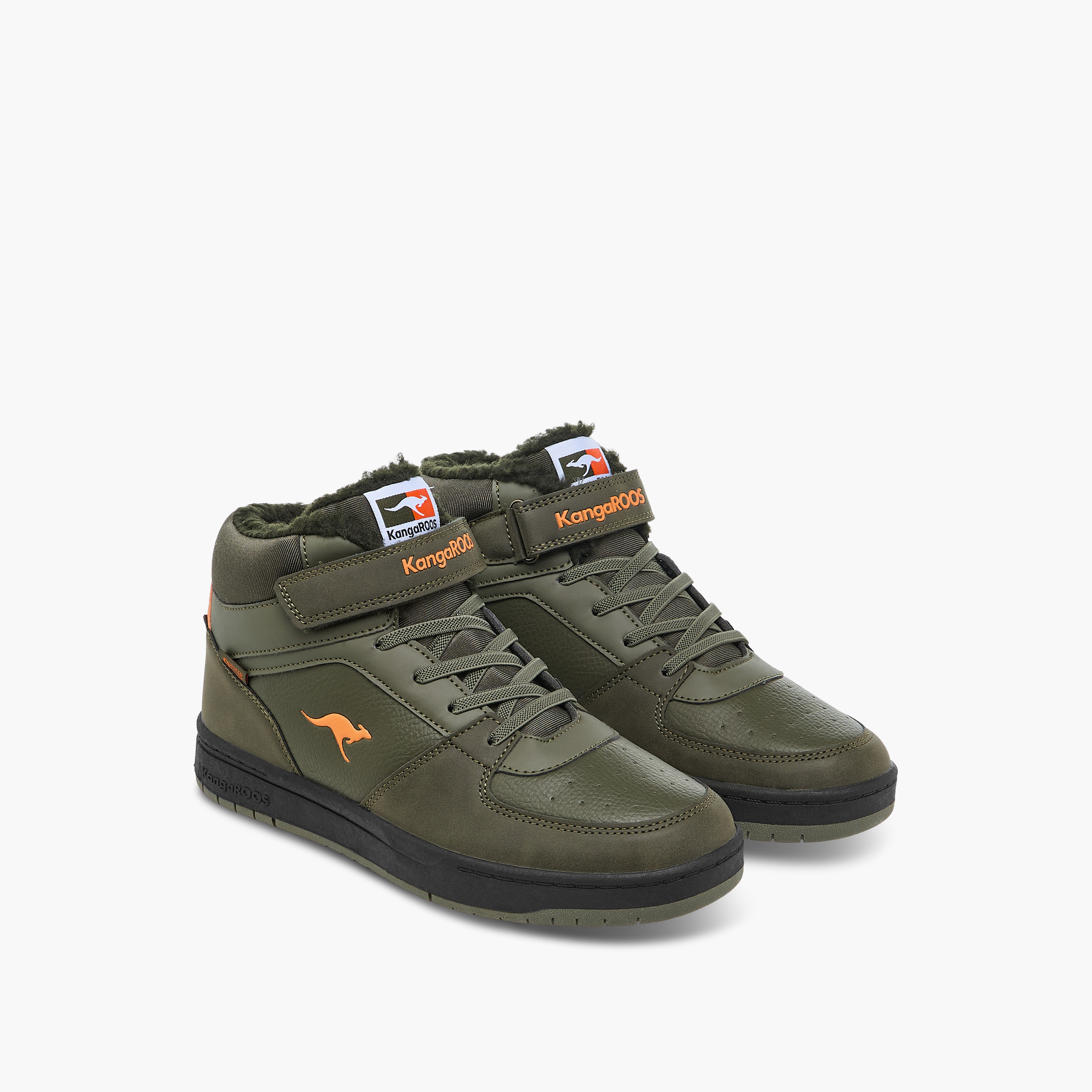 KangaROOS Women's Panelled High Top Sneakers with Hook and Loop Closure-women-shoes-sneakers-image-1