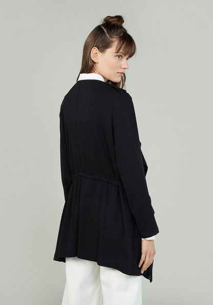 Plain Longline Cardigan with Long Sleeves and Pocket Detail