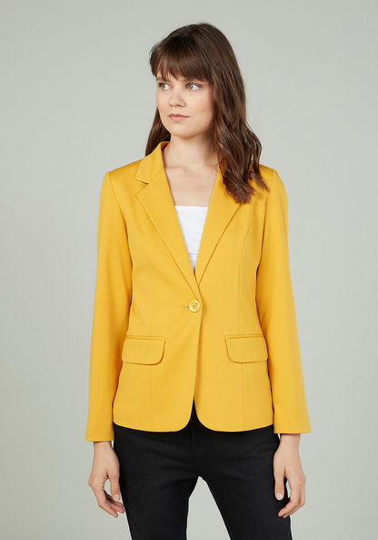 Plain Jacket with Notched Lapel and Long Sleeves
