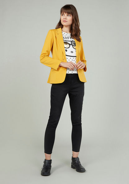 Plain Jacket with Notched Lapel and Long Sleeves