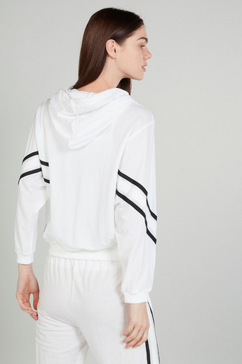 Striped Bomber Jacket with Long Sleeves and Hood