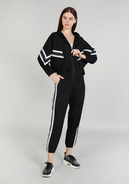 Striped Cropped Mid-Rise Jog Pants with Pocket Detail and Drawstring