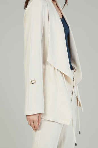 Plain Jacket with Long Sleeves and Drawstring