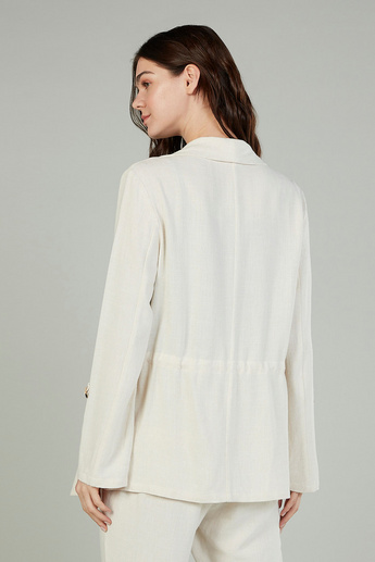 Plain Jacket with Long Sleeves and Drawstring