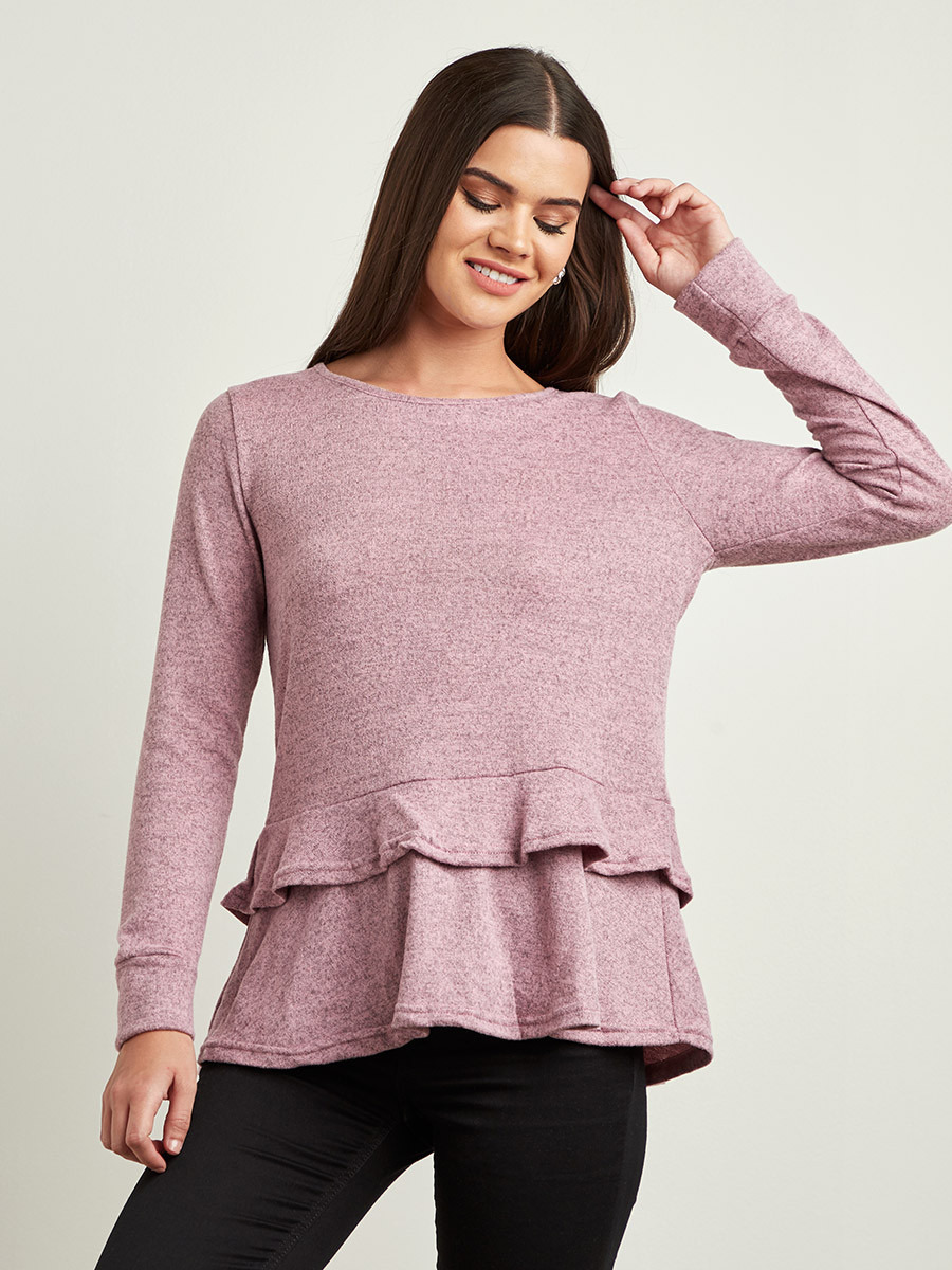 Styli Double Layer Hem Jumper with Long Sleeves-women-winterwear-cardigansandjumpers-jumpers-image-1