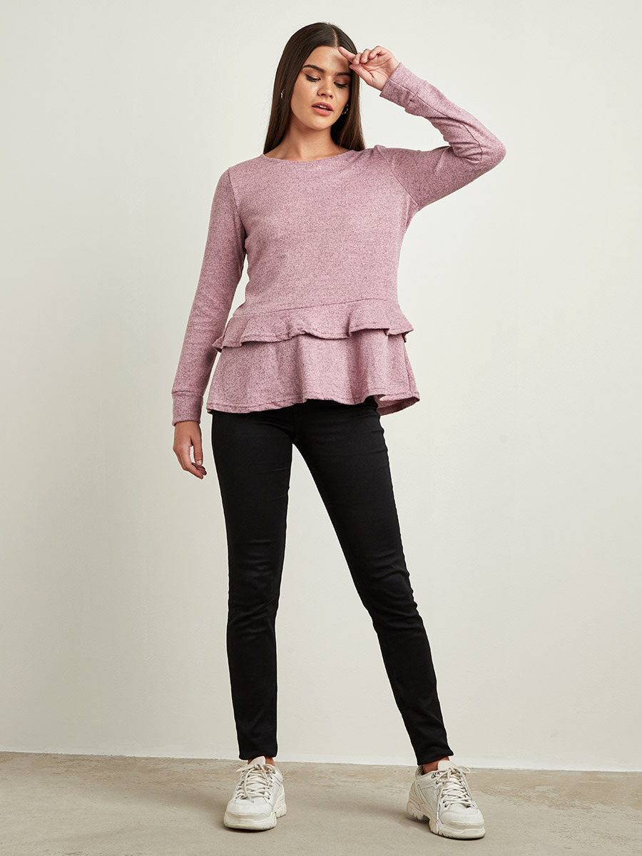 Styli Double Layer Hem Jumper with Long Sleeves-women-winterwear-cardigansandjumpers-jumpers-image-2