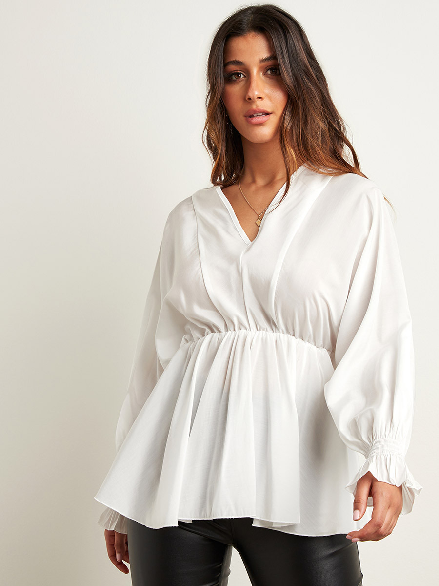 بلوزة بحزام خصر وكشكش من ستايلي-women-clothing-shirtsandblouses-blouses-image-1