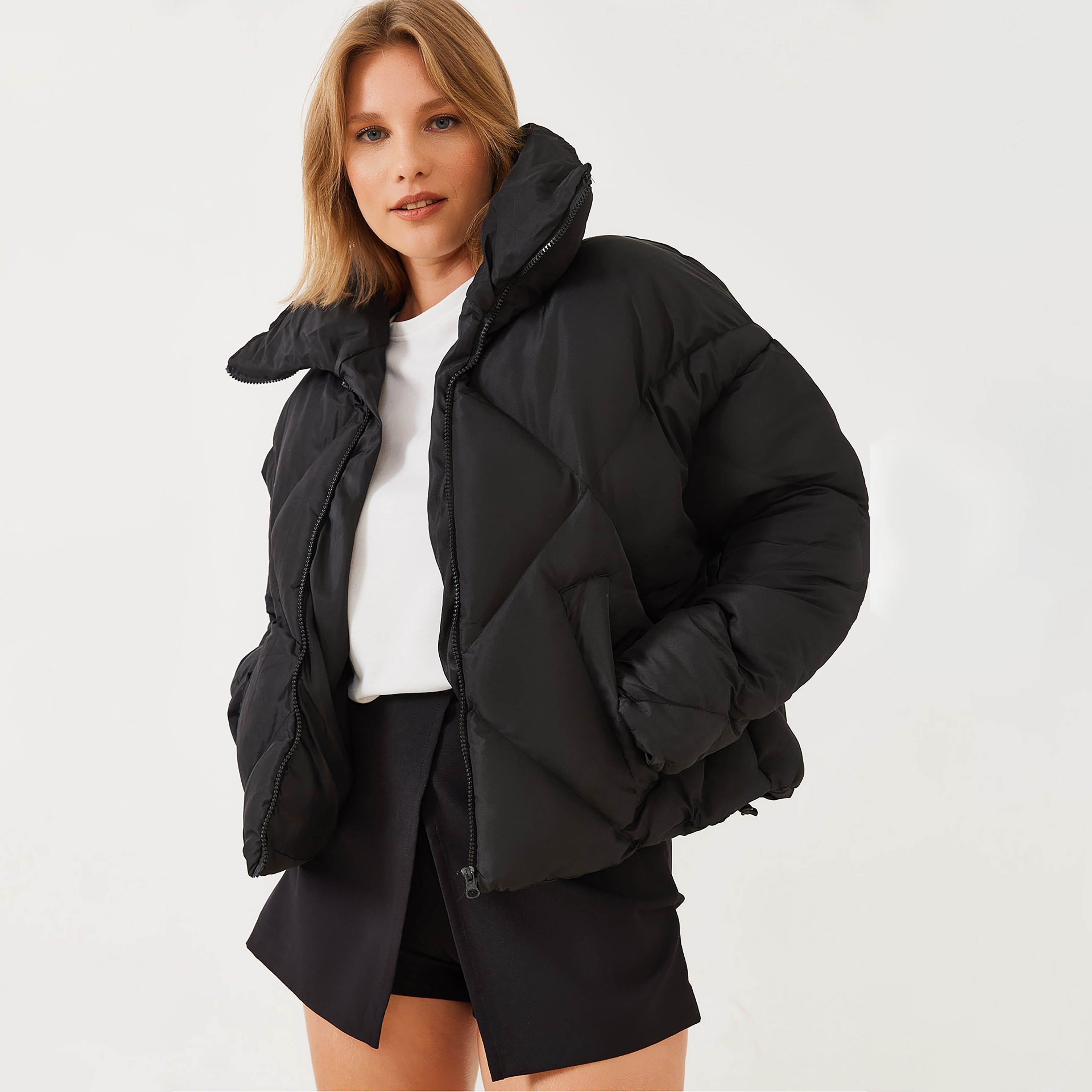 جاكيت منفوخ نسائي بياقة من بيانكو لوتشي-women-winterwear-coatsandjackets-jackets-image-5