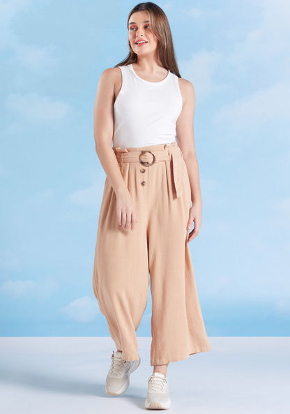 Solid Sleeveless Jumpsuit with Belt