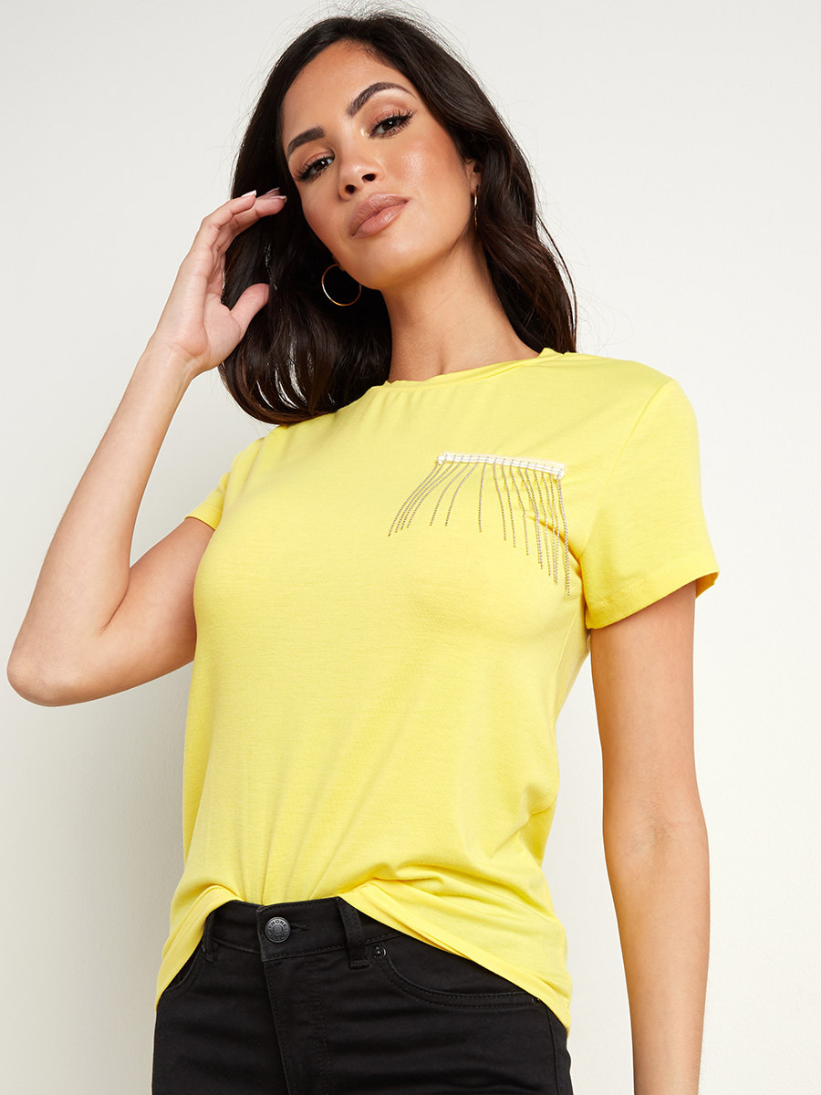 Styli Beaded Tassel Trim Detail Boxy T-shirt-women-clothing-tshirts-image-1