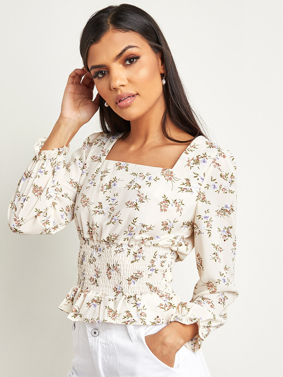 بلوزة قصيرة مطبوعة من ستايلي-women-clothing-shirtsandblouses-blouses-image-2