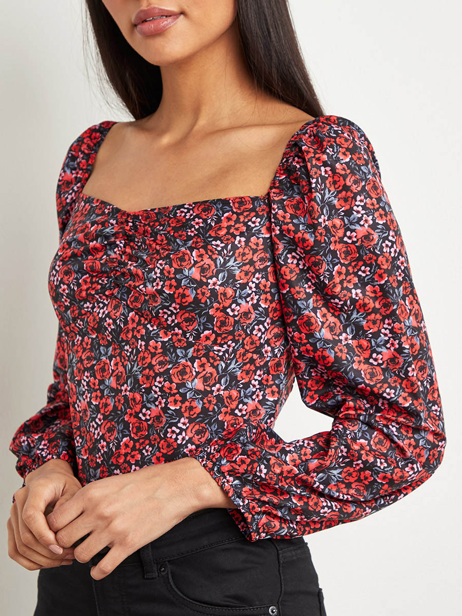 Styli Floral Print Shirred Back Detail Crop Top-women-clothing-shirtsandblouses-blouses-image-4