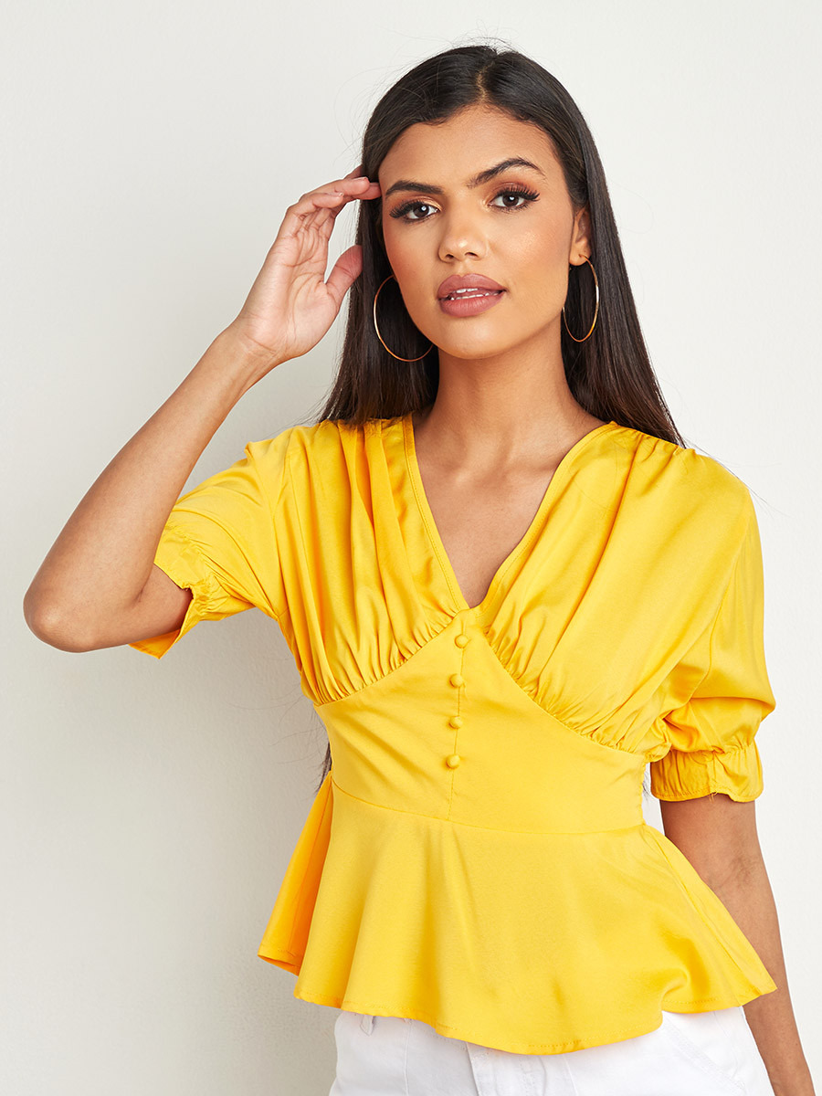 بلوزة بكسرات وأزرار أمامية من ستايلي-women-clothing-shirtsandblouses-blouses-image-1