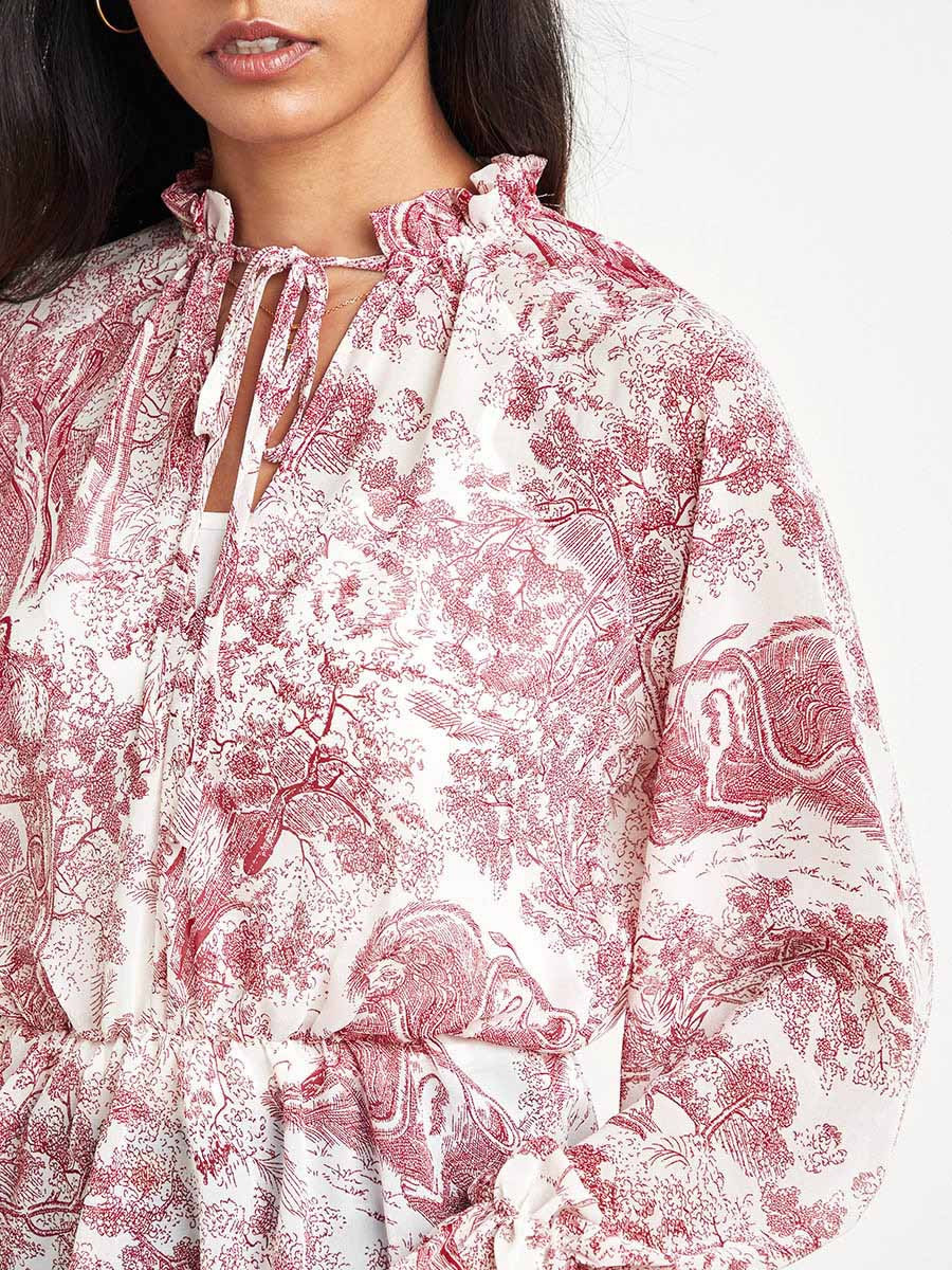 Styli Printed Tie-Up Neck Detail Semi Sheer Blouse-women-clothing-shirtsandblouses-blouses-image-4