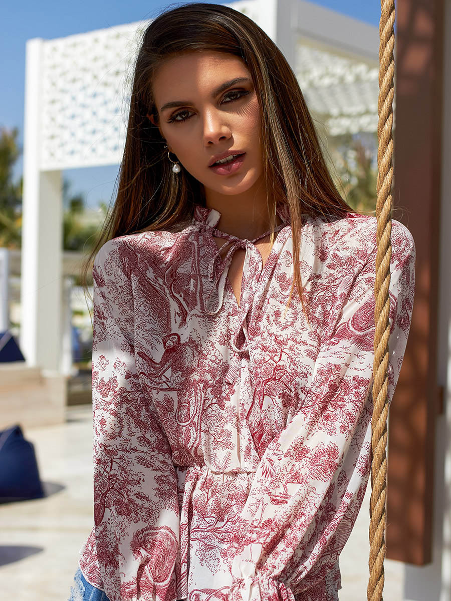 Styli Printed Tie-Up Neck Detail Semi Sheer Blouse-women-clothing-shirtsandblouses-blouses-image-5