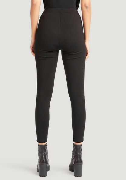 Solid High-Rise Skinny Fit Leggings with Elasticated Waistband