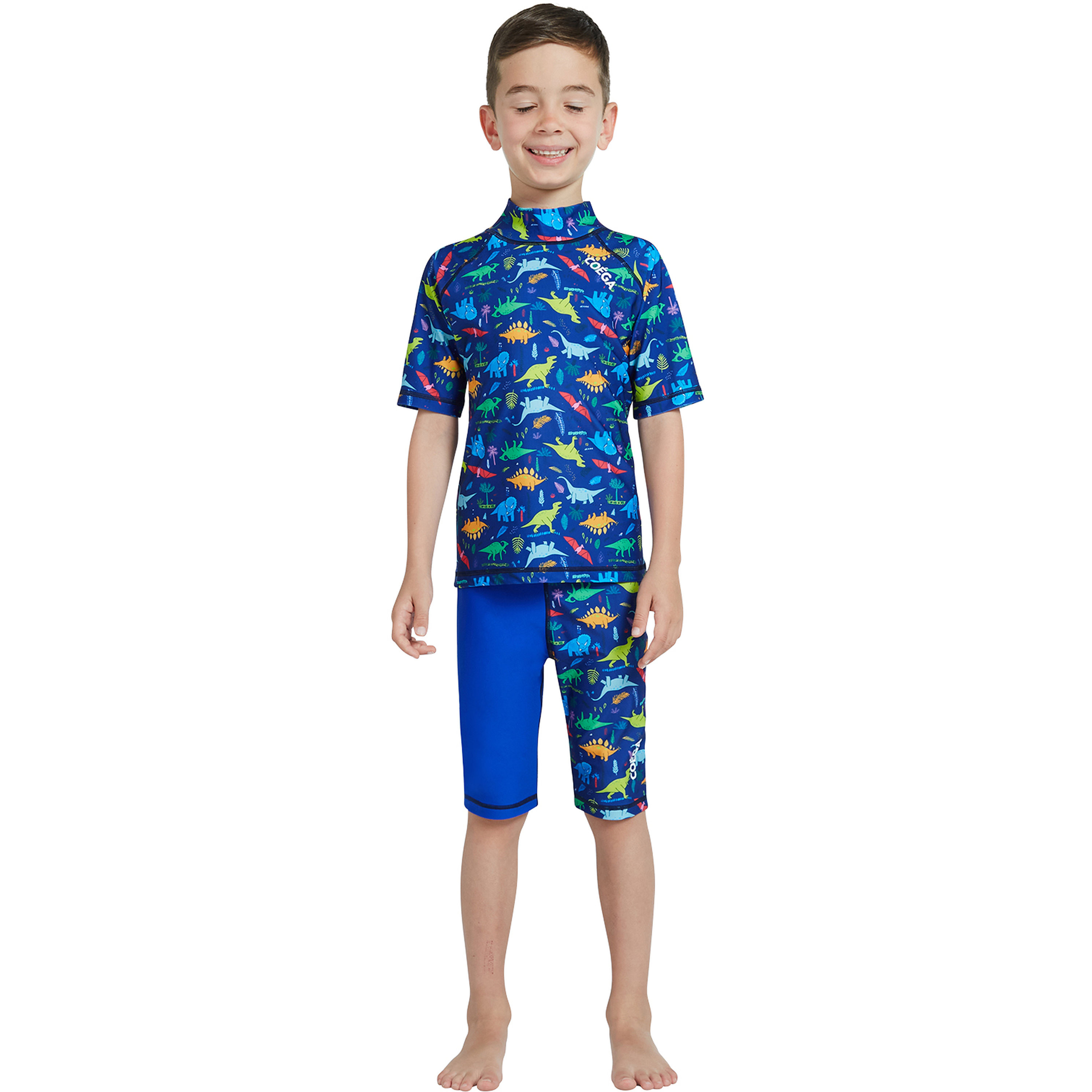 كويغا بويز راش جارد بأكمام قصيرة - ديناصورات كاملة AOP بلو يلعب-boys-clothing-sportswear-swimwear-image-2
