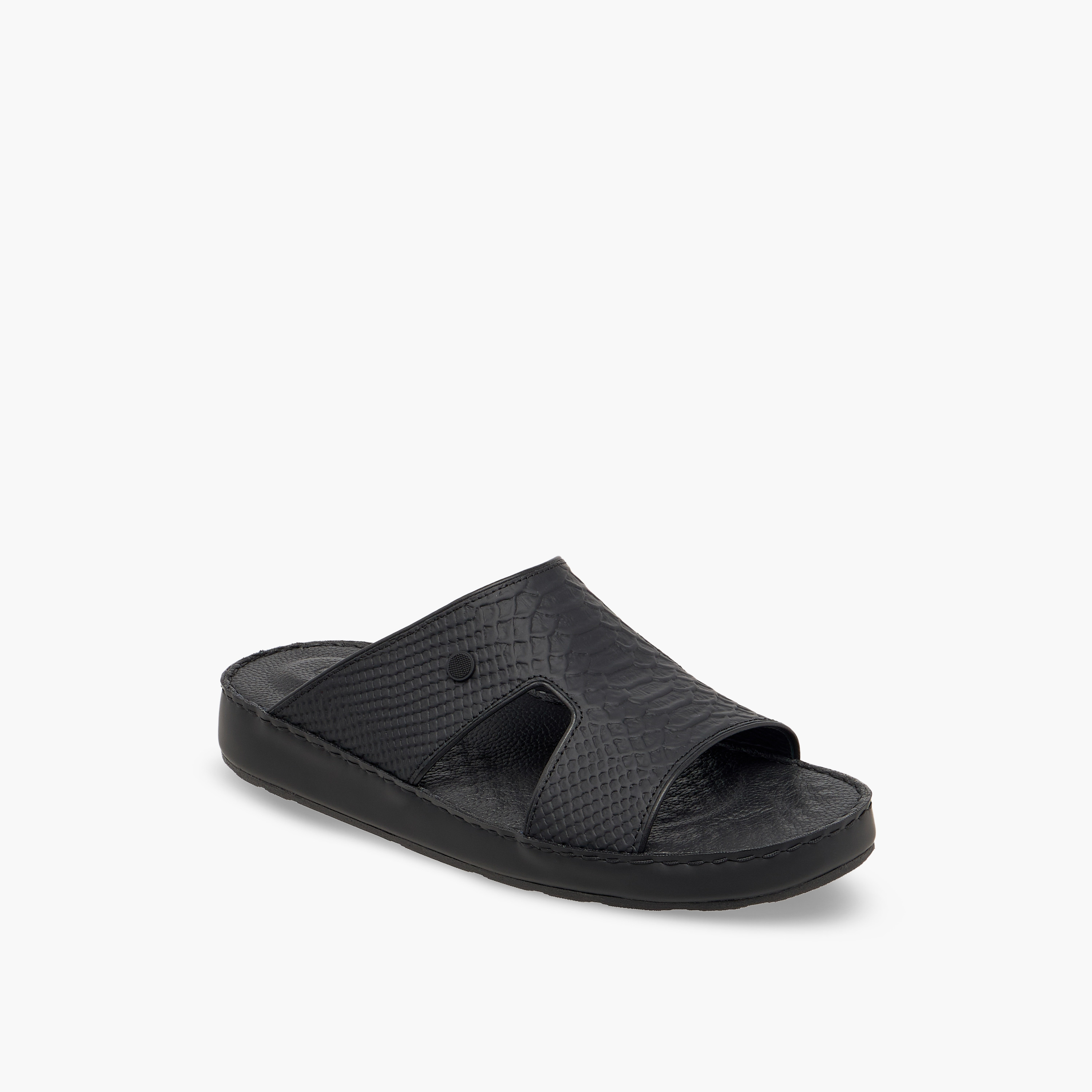 Duchini Men Textured Leather Arabic Sandals-men-shoes-sandals-image-2