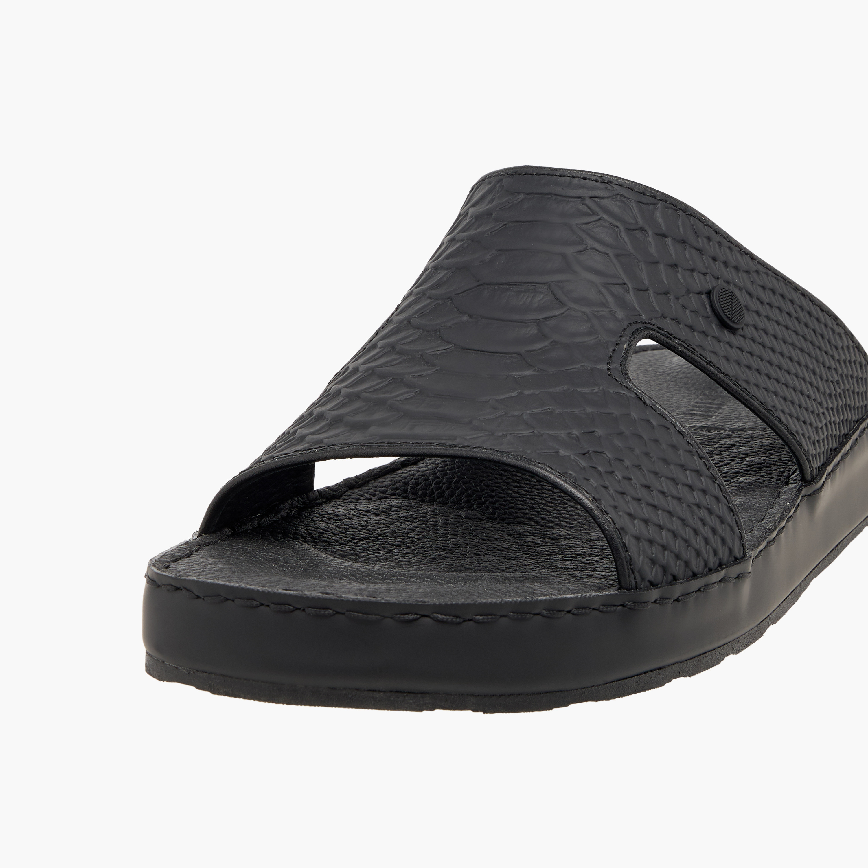 Duchini Men Textured Leather Arabic Sandals-men-shoes-sandals-image-4