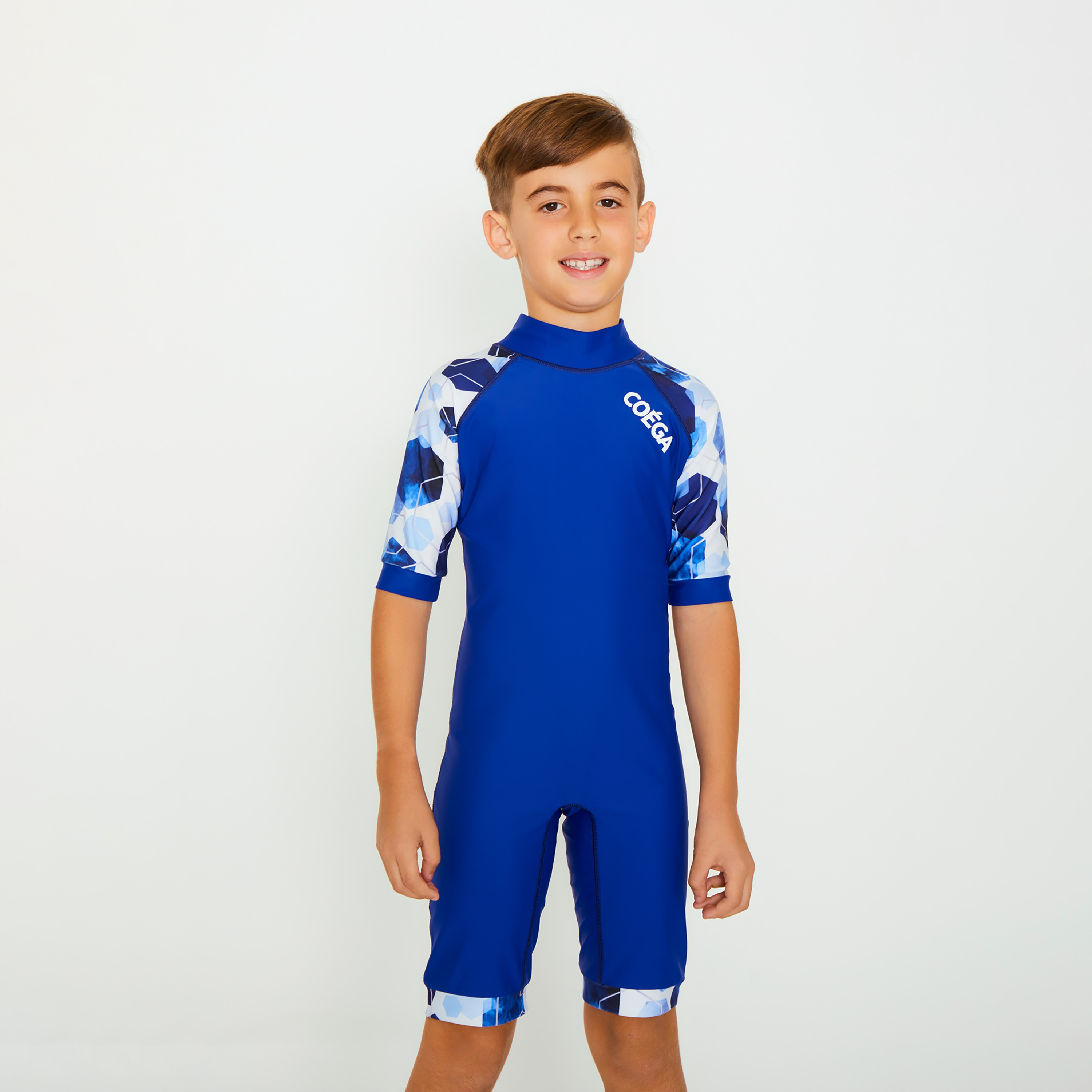 Coega Boys Swimwear Short Raglan Sleeves, Navy Watercolour Hexagons-boys-clothing-sportswear-swimwear-image-1