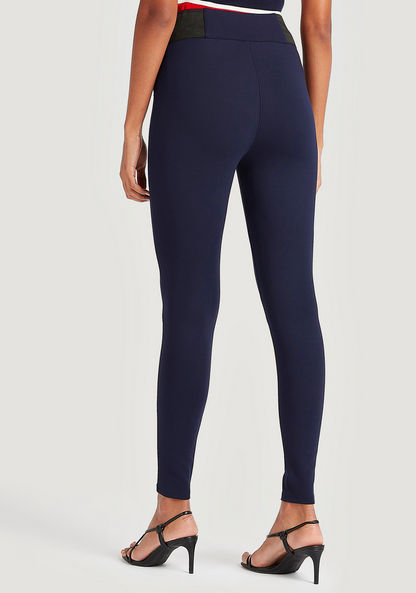 Solid Slim Fit High-Rise Leggings with Elasticated Waistband