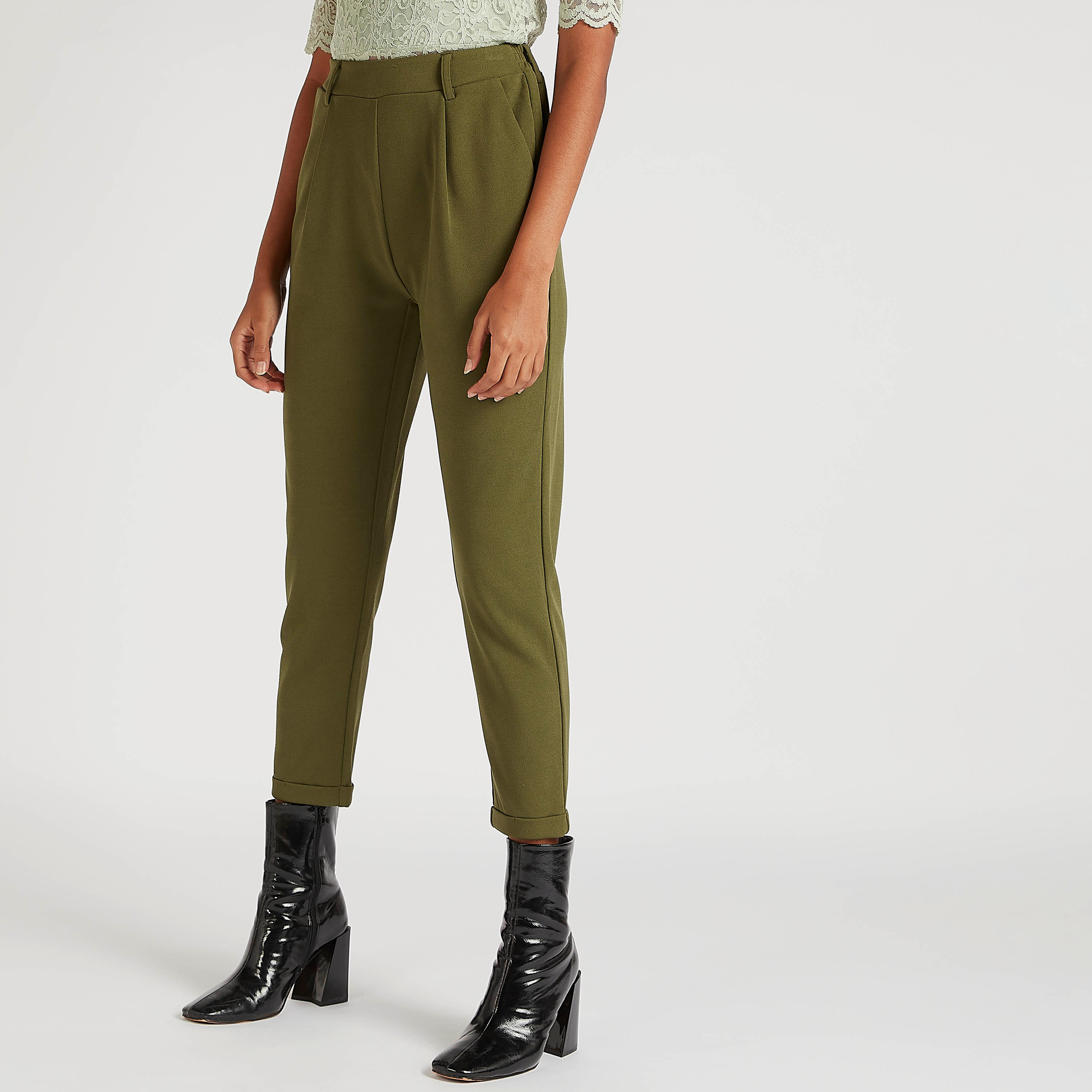 Elasticated waist store slim leg trousers