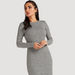 Textured Midi Bodycon Dress with Long Sleeves-Dresses-thumbnail-5